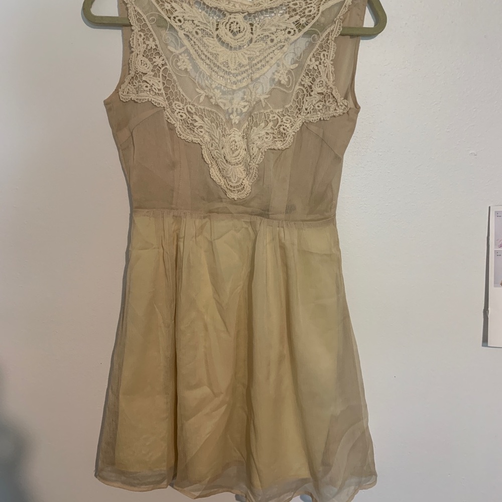 High Neck Lace Accent Dress